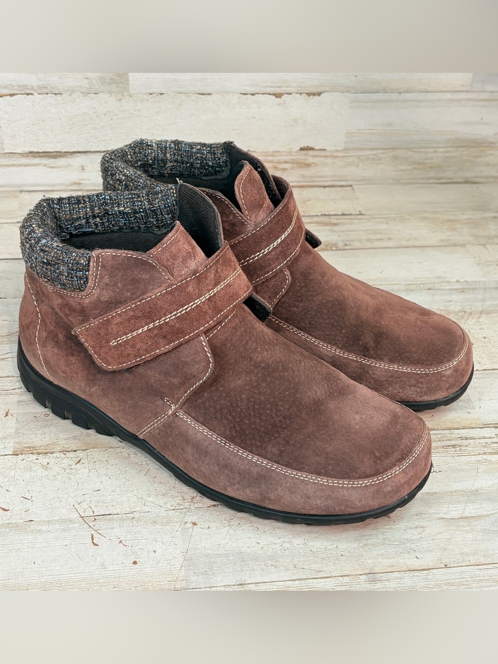 Brown Women’s Propet Leather Suede Delaney Strap Ankle Boots Size 10